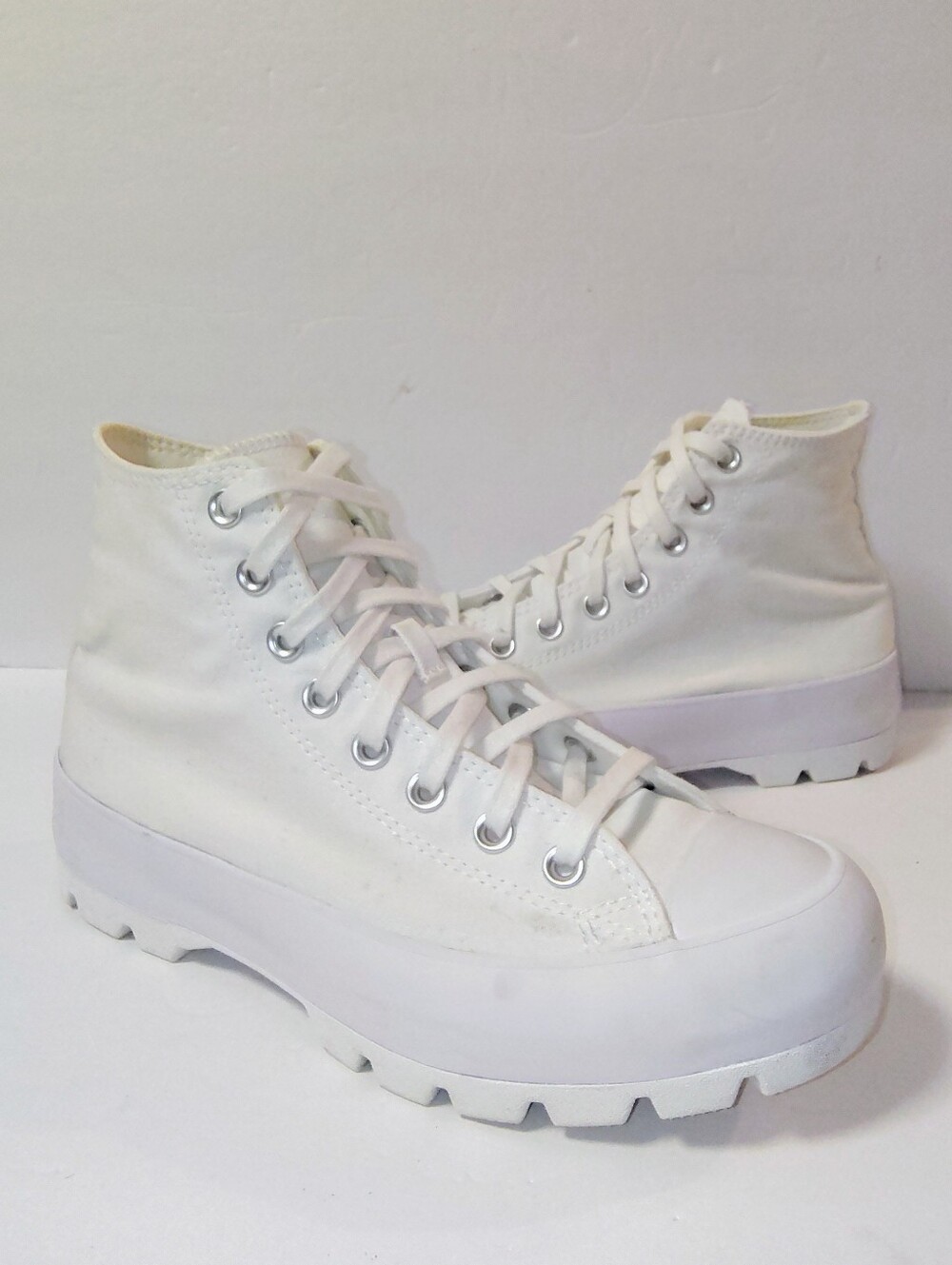 Converse Chuck Taylor All Star Hi Lugged Platform White Canvas Sneaker 9.5 - Picture 8 of 12